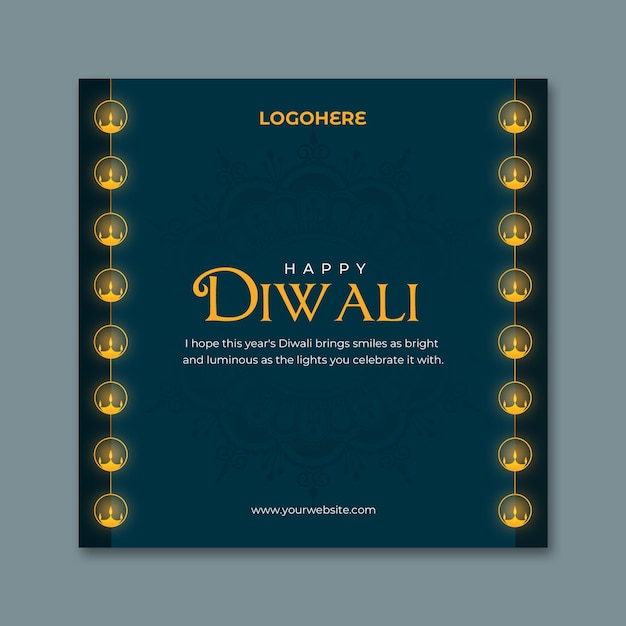 PSD dark blue diwali social media post