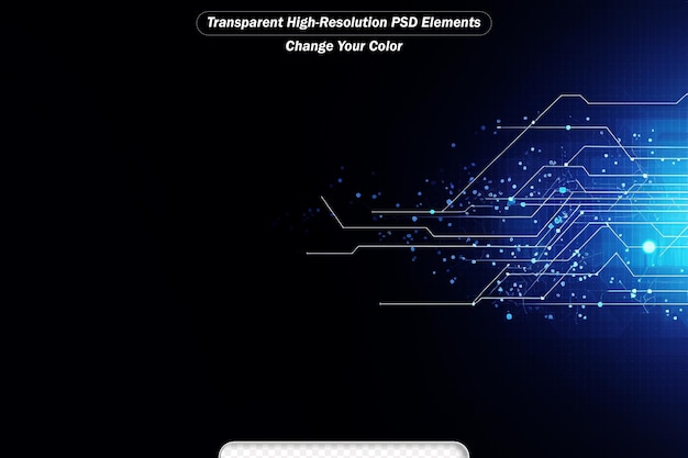 PSD Темно-синий светящийся технологический фон платы