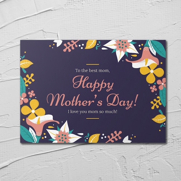 Dark blue mothers day card mockup