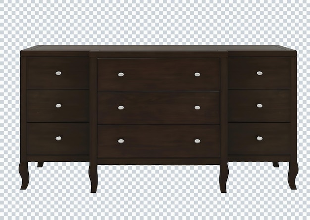 PSD dark brown vintage wooden drawer. transparent.