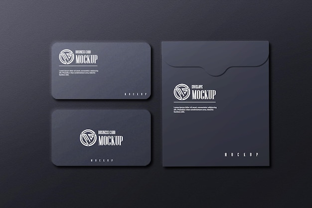 Dark business card with envelope mockup