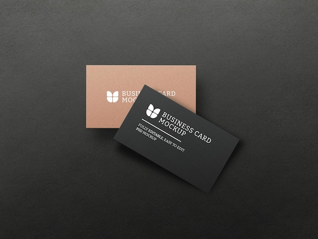 Dark business card with kraft paper mockup