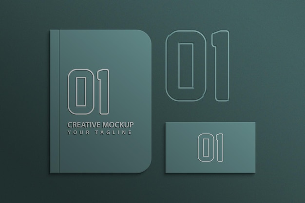 紙のモックアップpsdと暗い名刺