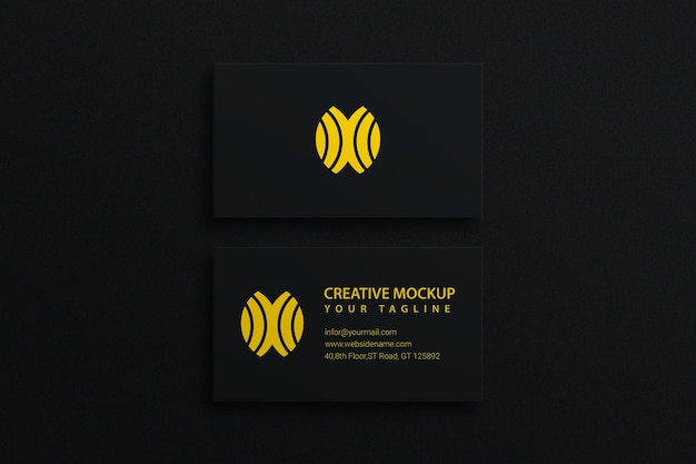 Dark business card with paper mockup Psd