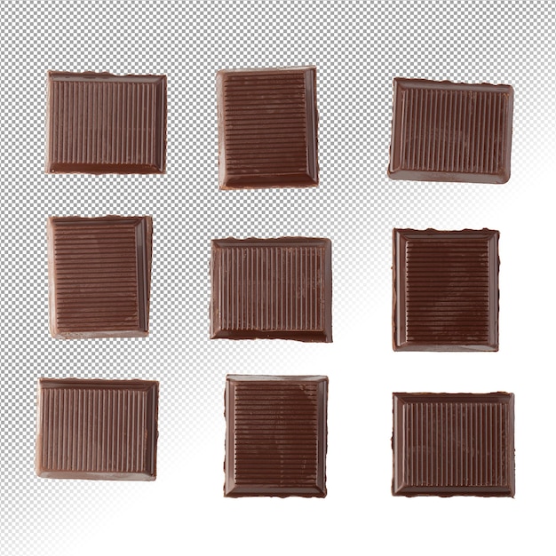 PSD dark chocolate bar isolated