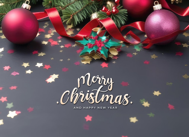 Dark color christmas background with christmas accessories