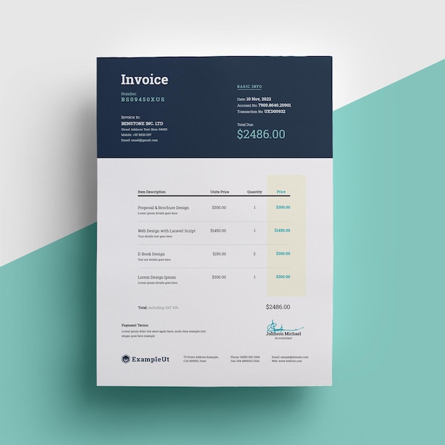 Dark corporate invoice template