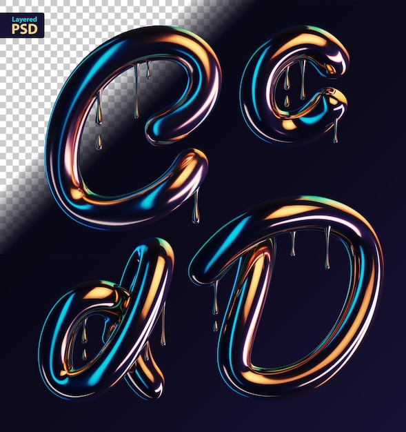 PSD dark dripping 3d letters