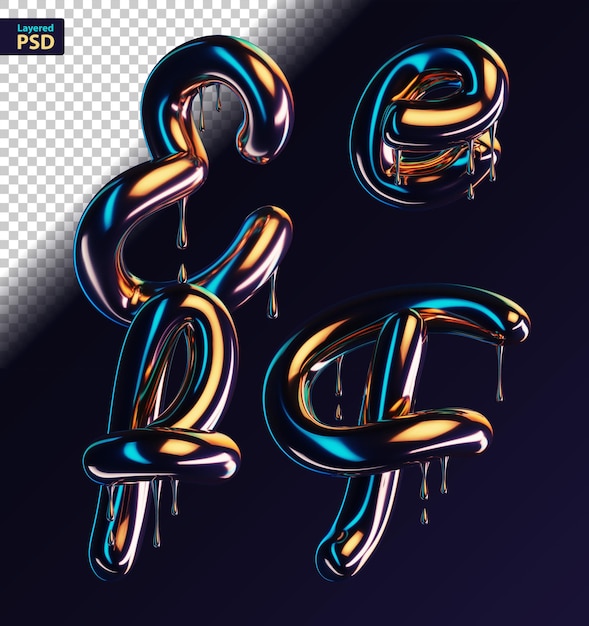 PSD 暗い滴る3d文字