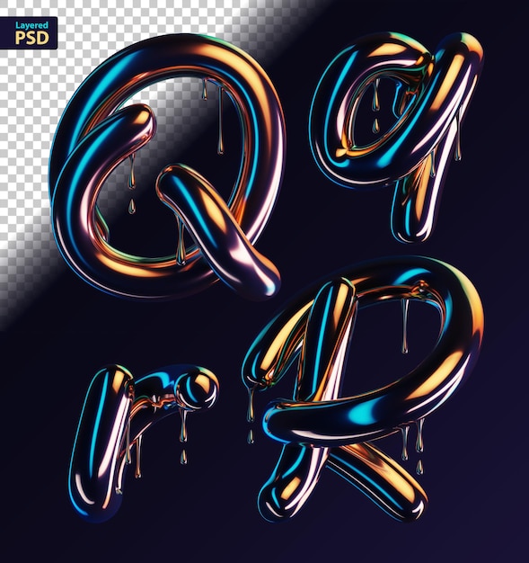 PSD dark dripping 3d letters