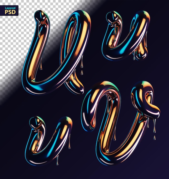 PSD dark dripping 3d letters