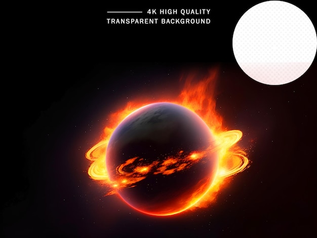 暗いエネルギーサークルと火の炎 透明な背景