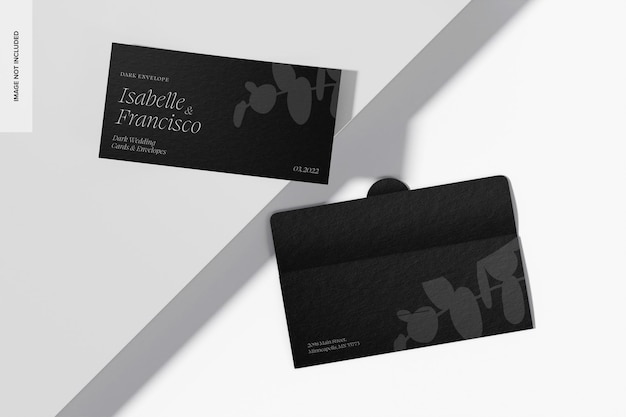 Dark envelope mockup, top view