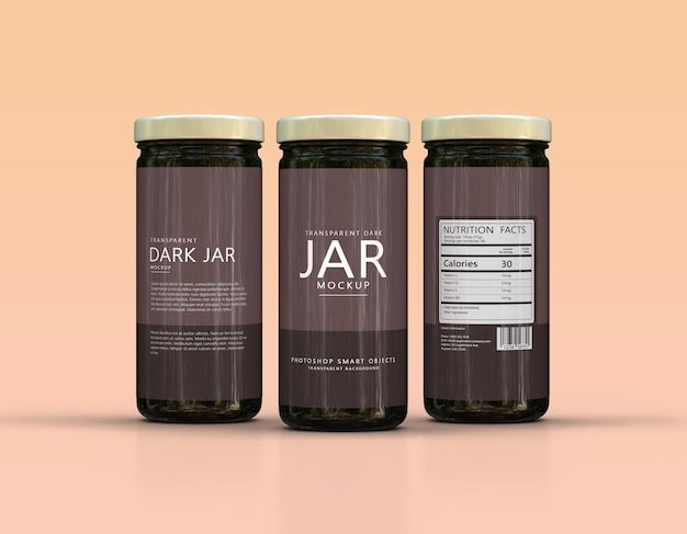Dark glass Jam jar full label mockup