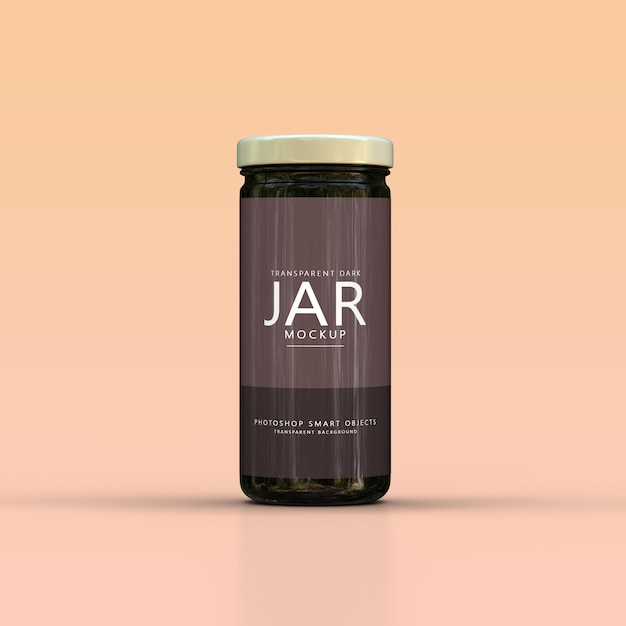 PSD dark glass jam jar label mockup