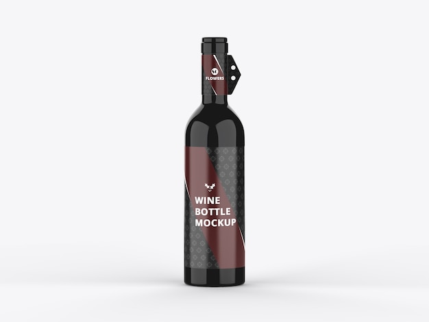 Mockup di bottiglia di vino in vetro scuro