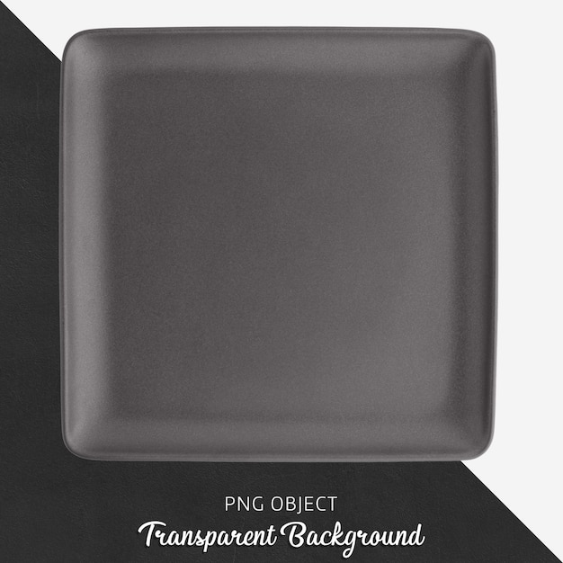 dark gray rectangle ceramic plate on transparent background