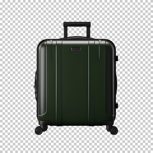 PSD dark green suitcase on isolated transparent background