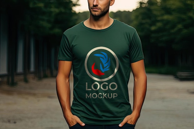 Dark green tshirt mockup for stylish branding