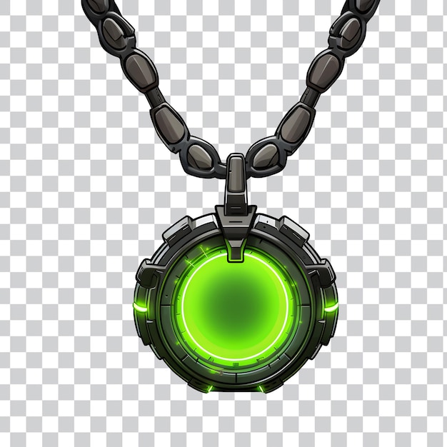 a dark grey assassine necklace with neon icon game assets