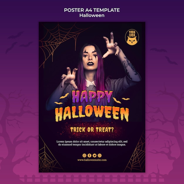 PSD modello di stampa per festa di halloween scuro