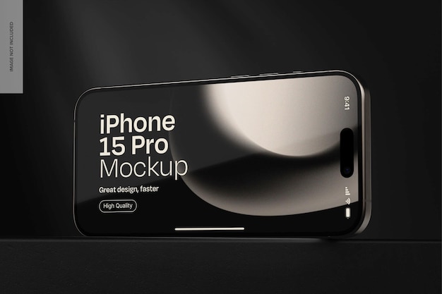 PSD dark iphone 15 pro mockup horizontal