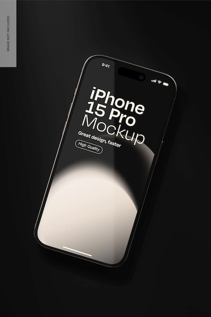 PSD ダーク iphone 15 pro モックアップトップビュー
