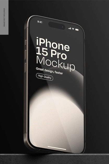 PSD Темный макет iphone 15 pro