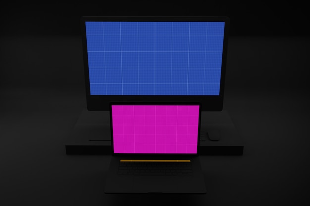 dark laptop & computer mockup