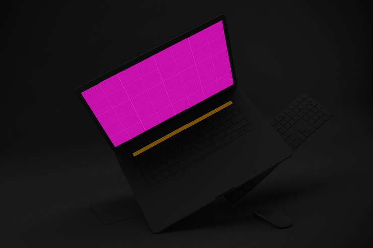 PSD dark laptop mockup
