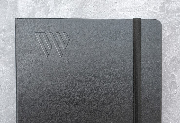 PSD dark leather book logo mockup