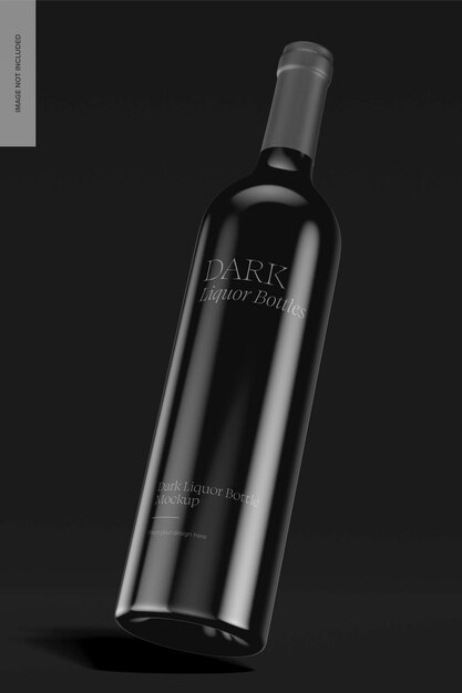 PSD dark liquor bottle mockup, leaned