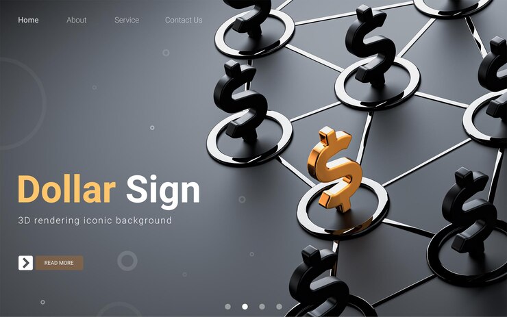 PSD dark metallic dollar sign isolated minimal style social networking iconic background 3d render