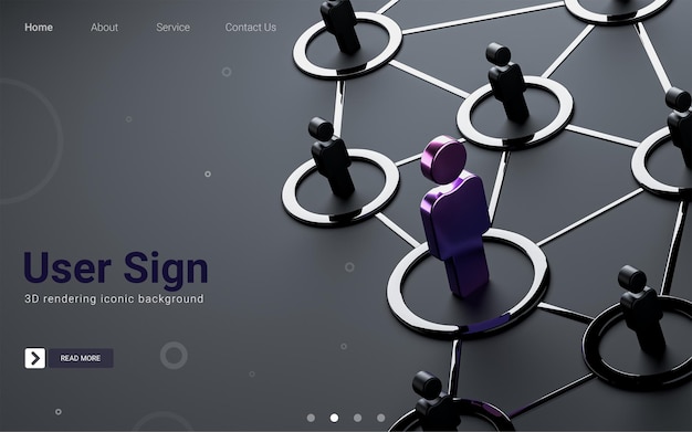 PSD segno utente metallico scuro isolato stile minimale social networking sfondo iconico 3d render