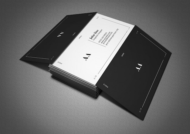 dark and minimal three view business card