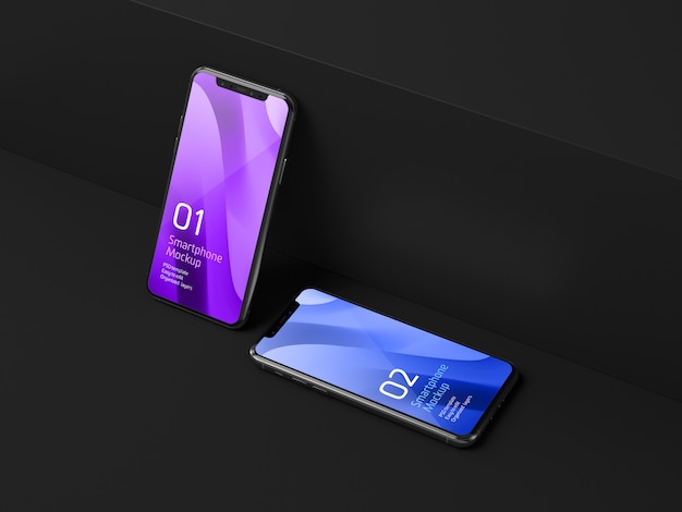 Dark mobile device mockup