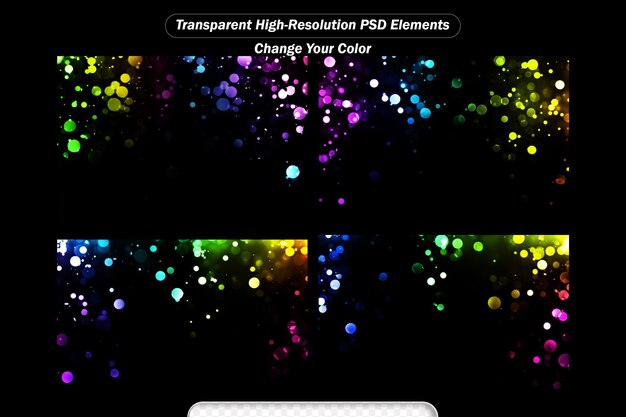 PSD dark multicolor rainbow vector red banner with set of circles dots donuts background