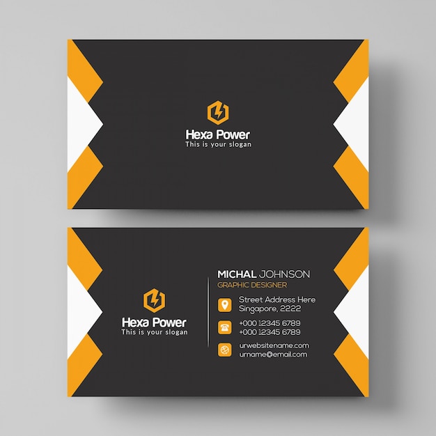 PSD dark and orange business card mockup