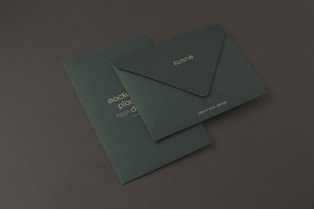 PSD dark paper envelope mock-up