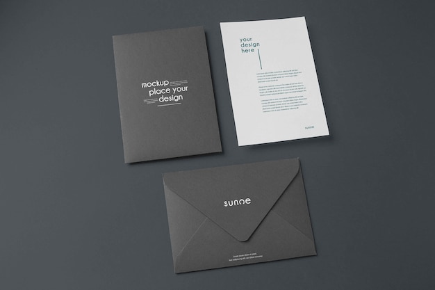 PSD dark paper envelope mock-up