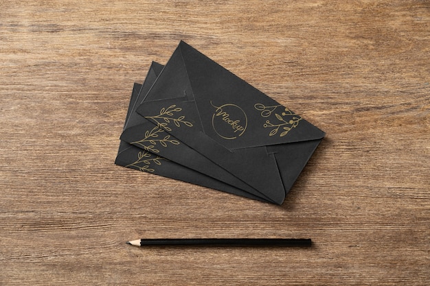 PSD dark paper envelopes mock-up