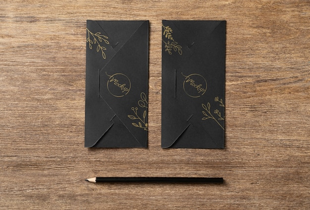 Dark paper envelopes mock-up