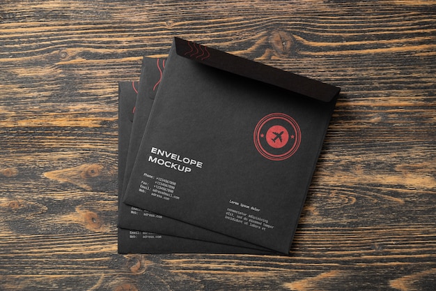 PSD dark paper envelopes mock-up