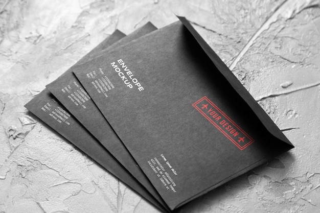 Dark paper envelopes mock-up