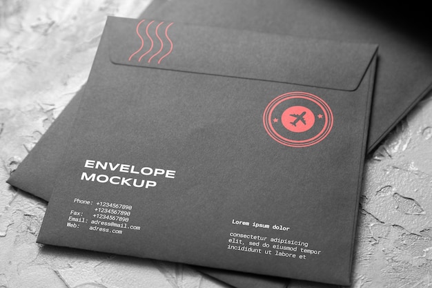 Dark paper envelopes mock-up