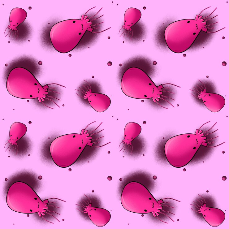PSD dark pink fantastic jellyfish pattern on a light pink background
