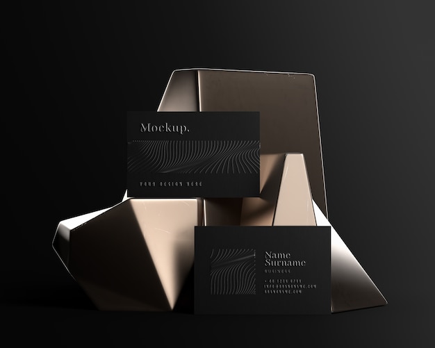 PSD dark professional business card with porcelain geometric shapes