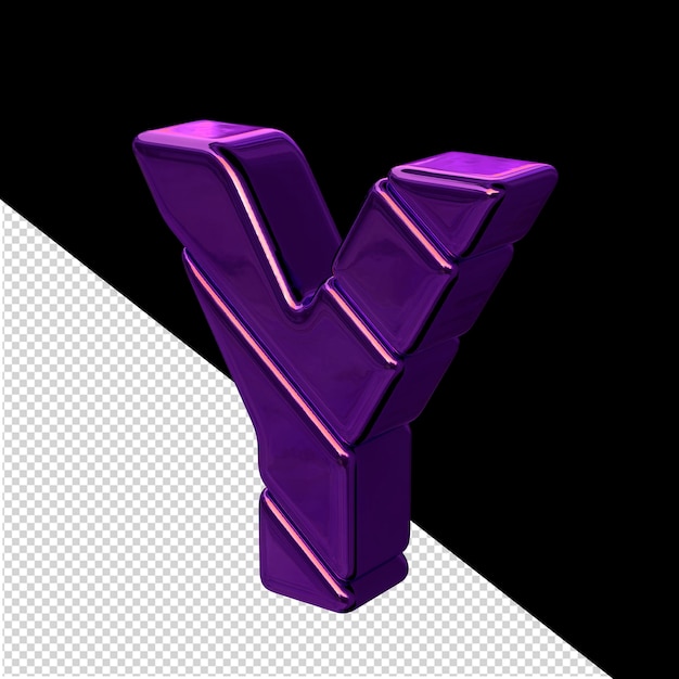 PSD Темно-фиолетовый диагональный блок, вид 3d-символа слева, буква y