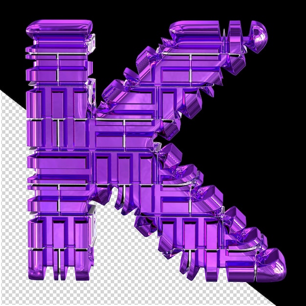 Dark purple transformed 3d symbol letter k