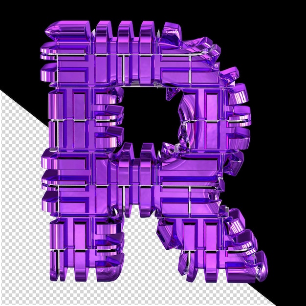 Viola scuro trasformato simbolo 3d lettera r
